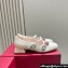 Roger Vivier Heel 3cm Trés Vivier Strass Buckle Mini Babies Ballerinas in Patent Leather White 2024