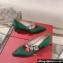Roger Vivier Heel 4.5cm Bouquet Flower Babies Pumps in Satin Green 2024