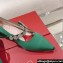 Roger Vivier Heel 4.5cm Bouquet Flower Babies Pumps in Satin Green 2024
