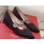 Roger Vivier Heel 4.5cm Bouquet Flower Babies Pumps in Satin Black 2024
