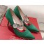 Roger Vivier Heel 8.5cm Bouquet Flower Babies Pumps in Satin Green 2024