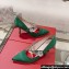 Roger Vivier Heel 8.5cm Bouquet Flower Babies Pumps in Satin Green 2024
