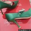 Roger Vivier Heel 8.5cm Bouquet Flower Babies Pumps in Satin Green 2024