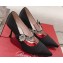 Roger Vivier Heel 8.5cm Bouquet Flower Babies Pumps in Satin Black 2024