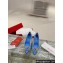 Roger Vivier Heel 8.5cm RV Bouquet Strass Buckle Pumps in Satin Blue 2024