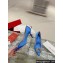 Roger Vivier Heel 8.5cm RV Bouquet Strass Buckle Pumps in Satin Blue 2024