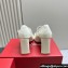 Roger Vivier Heel 8cm Trés Vivier Strass Buckle Mini Babies Ballerinas in Patent Leather White 2024