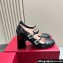 Roger Vivier Heel 8cm Trés Vivier Strass Buckle Mini Babies Ballerinas in Patent Leather Black 2024