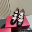 Roger Vivier Heel 8cm Trés Vivier Strass Buckle Mini Babies Ballerinas in Patent Leather Black 2024