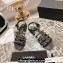 Chanel Lambskin CC Logo Chain Sandals Black 2024