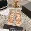 Chanel Lambskin CC Logo Chain Sandals Beige 2024