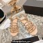 Chanel Lambskin CC Logo Chain Sandals Beige 2024