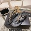 Chanel Heel 3cm Lambskin Crystal and Pearl Thong Sandals Black 2024