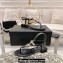 Chanel Heel 3cm Lambskin Crystal and Pearl Thong Sandals Black 2024
