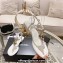 Chanel Heel 3cm Lambskin Crystal and Pearl Thong Sandals White 2024