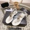 Chanel Heel 3cm Lambskin Crystal and Pearl Thong Sandals White 2024