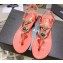 Chanel Heel 3cm Lambskin Crystal and Pearl Thong Sandals Pink 2024