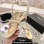 Chanel Heel 3cm Lambskin CC Logo and Pearl Thong Sandals Beige 2024