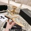 Chanel Heel 3cm Lambskin CC Logo and Pearl Thong Sandals Beige 2024
