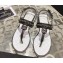 Chanel Lambskin CC Logo Chain Thong Sandals Black 2024