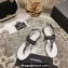 Chanel Lambskin CC Logo Chain Thong Sandals Black 2024