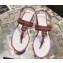 Chanel Lambskin CC Logo Chain Thong Sandals Brown 2024