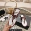Chanel Lambskin CC Logo Chain Thong Sandals Brown 2024