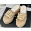Chanel Lambskin tubular Platform Mules with Camellia Beige 2024