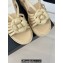 Chanel Lambskin tubular Platform Sandals with Camellia Beige 2024