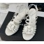 Chanel Lambskin tubular Heel Sandals with Camellia White 2024