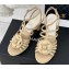 Chanel Lambskin tubular Heel Sandals with Camellia Beige 2024