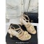 Chanel Lambskin tubular Heel Sandals with Camellia Beige 2024