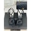 Chanel Lambskin tubular Heel Sandals with Camellia Black 2024