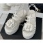 Chanel Lambskin tubular Platform Sandals with Ankle Strap and Camellia White 2024
