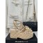 Chanel Lambskin tubular Platform Sandals with Ankle Strap and Camellia Beige 2024