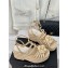 Chanel Lambskin tubular Platform Sandals with Ankle Strap and Camellia Beige 2024