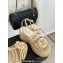 Chanel Lambskin tubular Platform Sandals with Ankle Strap and Camellia Beige 2024