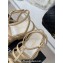 Chanel Lambskin tubular Platform Sandals with Ankle Strap and Camellia Beige 2024