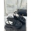 Chanel Lambskin tubular Platform Sandals with Ankle Strap and Camellia Black 2024