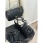 Chanel Lambskin tubular Platform Sandals with Ankle Strap and Camellia Black 2024