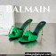 Balamin Heel 9.5cm Uma Satin Silk Mules Green 2024