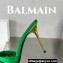Balamin Heel 9.5cm Uma Satin Silk Mules Green 2024