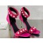 Balamin Heel 9.5cm Uma Shearling and Pearl Sandals Fuchsia 2024