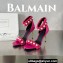 Balamin Heel 9.5cm Uma Shearling and Pearl Sandals Fuchsia 2024