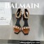 Balamin Heel 9.5cm Uma Shearling and Pearl Sandals Brown 2024