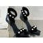 Balamin Heel 9.5cm Uma Shearling and Pearl Sandals Black 2024