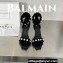 Balamin Heel 9.5cm Uma Shearling and Pearl Sandals Black 2024