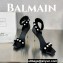 Balamin Heel 9.5cm Uma Shearling and Pearl Sandals Black 2024