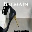 Balamin Heel 9.5cm Uma Shearling and Pearl Sandals Black 2024