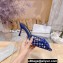 Manolo Blahnik Heel 7cm MAYSALEBI Mesh Checkered Mules Blue